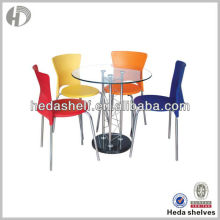 Glass Top Metal Dining Table Set