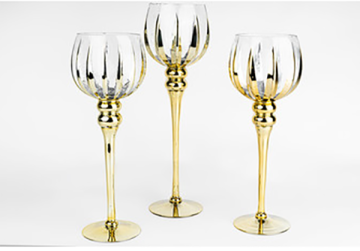 Gold Glass Candle Holder