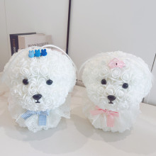 PE Foam Flower Maltese Dog Doll Gift Box for Valentine's Day and Christmas