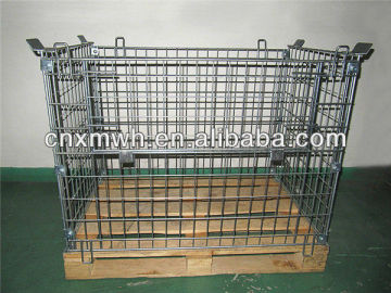 Folding rigid wire pallet cage