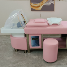 Multifunctional Pink Spa Head Therapy Shampoo Bed with Water Circulation