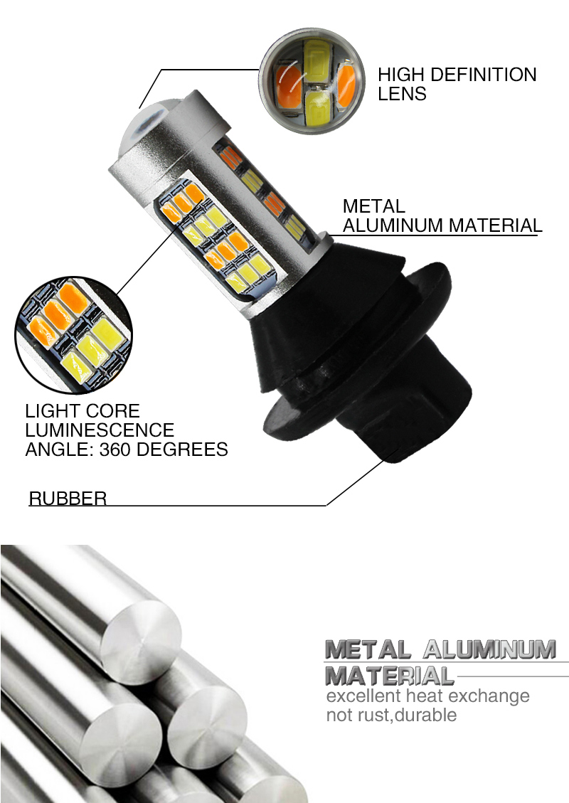 Car DRL LED white yellow Dual Color Daytime Running Light with Steering canbus Decode BA15S 1156 7440 3156 2835-42SMD Headlight