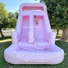 Modern Pastel Pink Inflatable Waterslide with Splash Pool