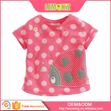 Best-Selling Children Short Sleeve Round Neck Scarab Pattern Polka Dot Summer Girl T-shirt