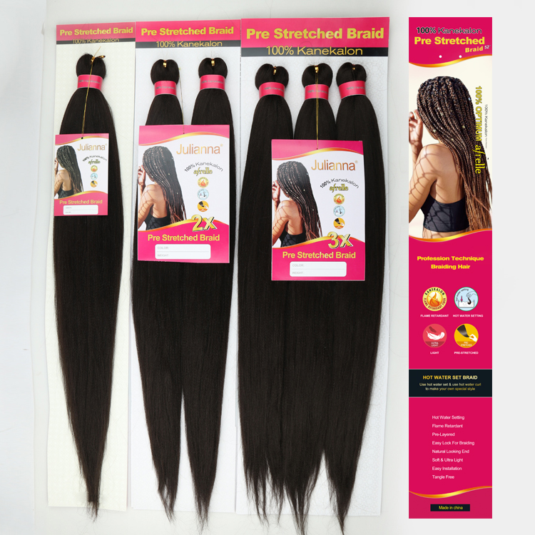 Julianna Attachments Synthetic Hair For Braids Braiding Ombre Pre Stretched Prestretched Braiding Hair Pre Stretch