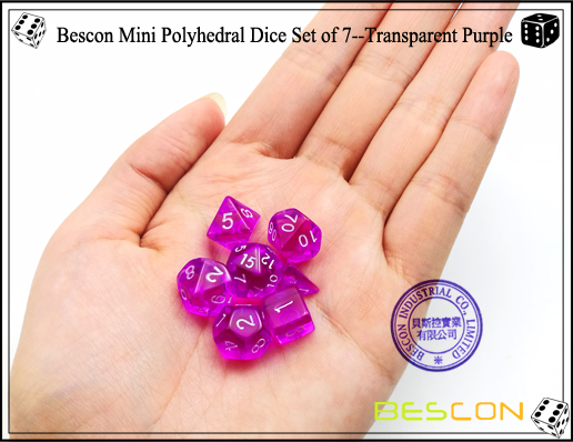 Bescon Mini Polyhedral Würfel Set 7 - Transparent Lila-5 Bescon Mini Polyhedral Dice Set of 7--Transparent Purple-5