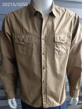 Two-pocket Vintage Brown Chothes Men's Shirts