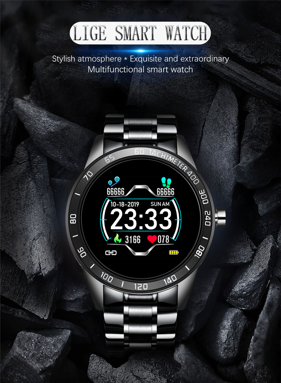 Lige BW0122 Luxury Heart Rate Smart Watches Reminder IP67 Waterproof New Smart Phone Watch