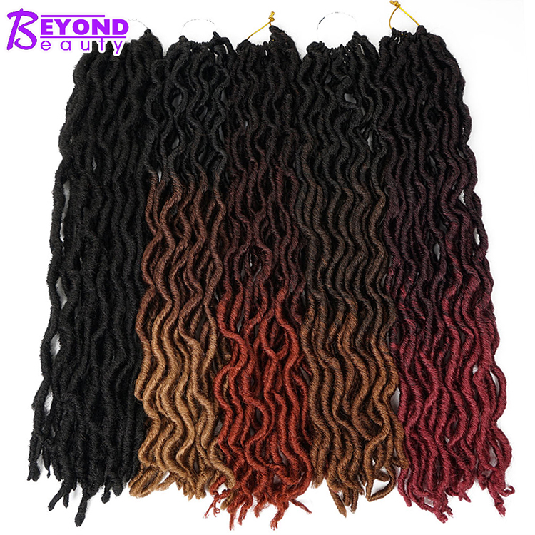 Wholesale Private Label  20inches Ombre Faux Wave Gypsy Goddess Locs Synthetic Crochet Hair Bulk for Women