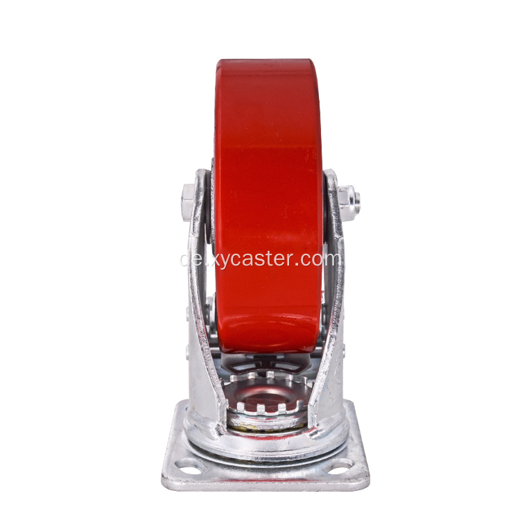 Red Heavy Duty PU auf Gusseisen Caster