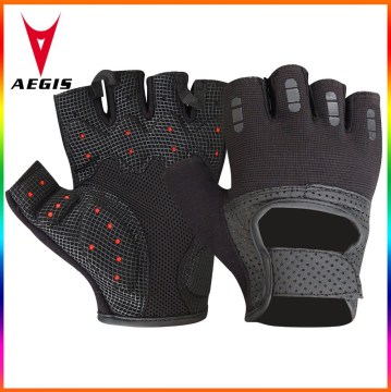 GRIP GEL PADDED GYM LEATHER GLOVES TRAINING FITNESS SPORTS CYCLING GLOVES