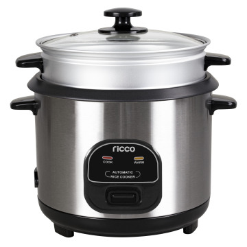 Stainless Steel Cylinder Rice Cooker with Steamer - Kitchen appliance for perfect rice and steamed dishes