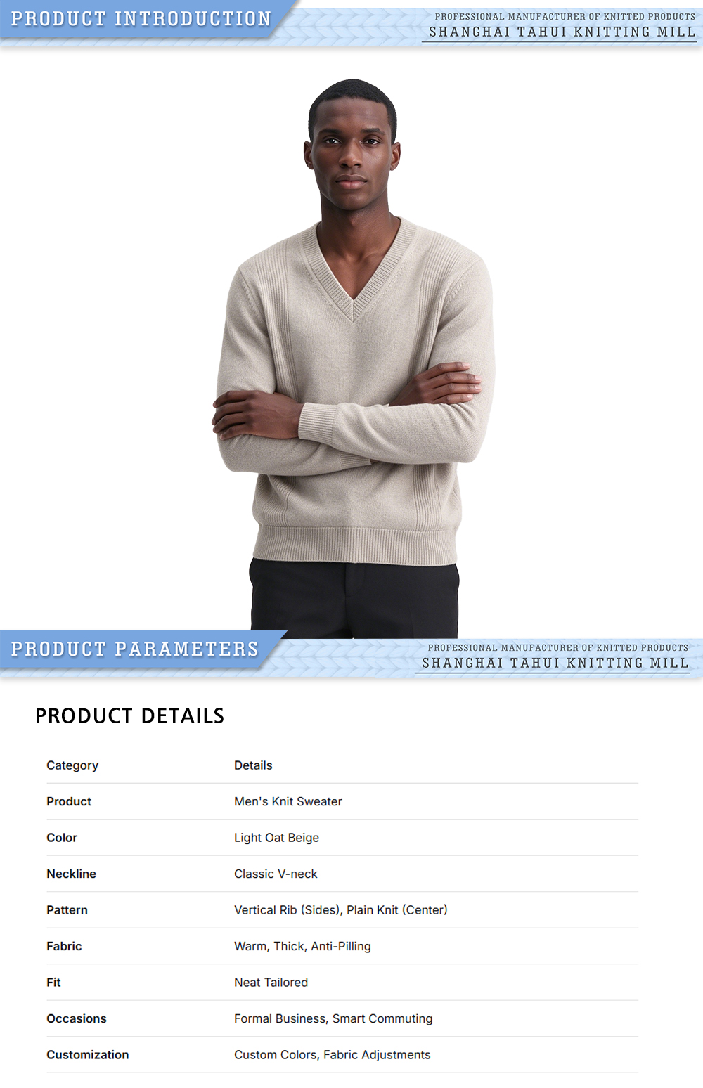 m042 Suéter de punto con cuello en V y textura vertical para hombre X m042 Men's Vertical Texture V-Neck Knit Sweater X