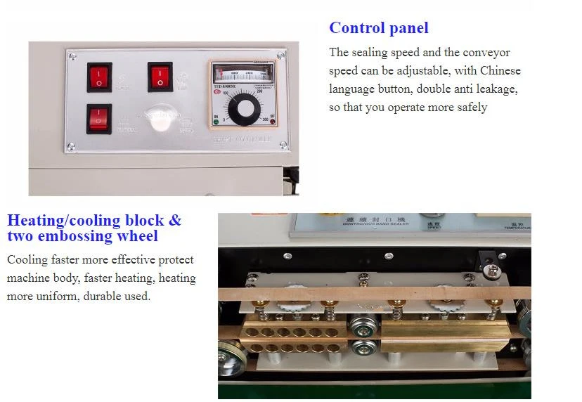 Automatic Horizontal Continuous Band Sealing Sealer Machine Fr900 for Aluminum Foil Plastic Bag