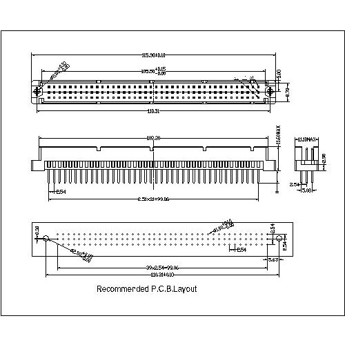 DMS-XX-XXX-309 Vertical Plug Extended Type R Solder Type Connectors 120 Positions-Model