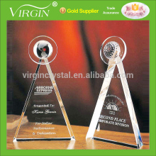Top globe crystal peak award with custom logo for wholesale outstanding award