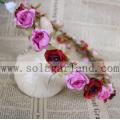 Rood + roze roos bloem bruiloft hoofdband partij Floral Garland