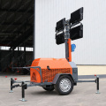 Construction tool 7m mobile lighting tower with diesel and gasoline generator