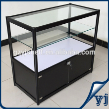 Led Lighted Titanium Tempered Glass Display Showcase