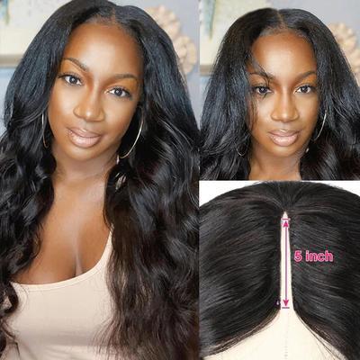 Natural Black Straight Human Hair V Part Wig Wear And Go Wig 14-30in