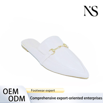 Timeless White Leather Mules