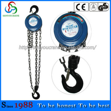 Stand chain block with hoist safety hook for chain
