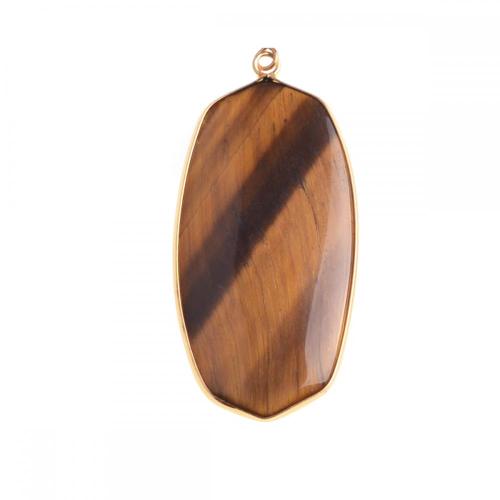 Gemstone Agate Wrapped Cooper Gold Stone Pendant Natural Stone Rectangle Charm Pendant for DIY Jewelry Making