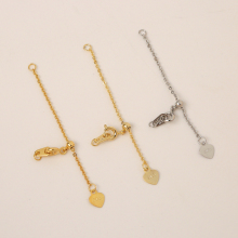 18K Gold Plated Brass Heart Shaped Tail Chain Necklace Extension