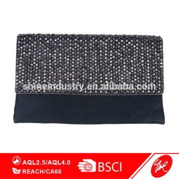 Trendy Beaded Flap Evening Clutch Bag