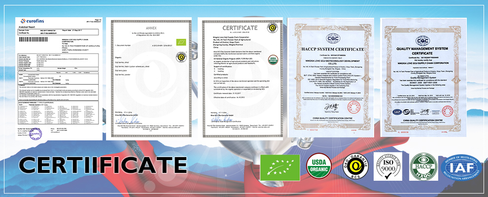 High Quality Chinese Organic Black Goji certificate