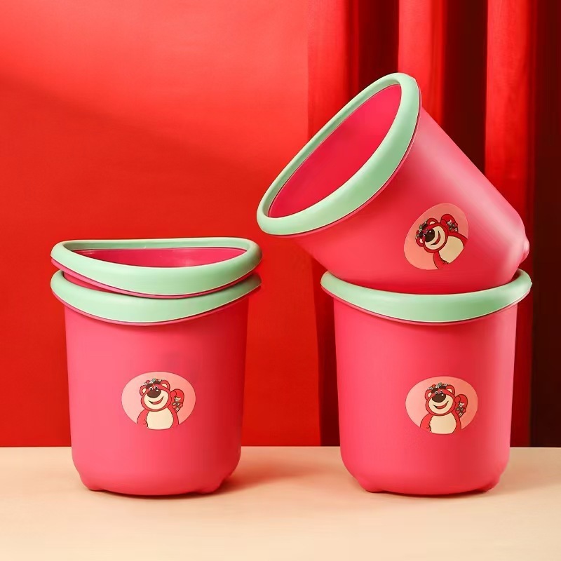 Adorable Strawberry Large Capacity Plastic Trash Can for Home Kitchen Bedroom