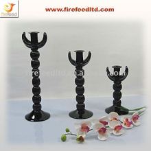 Black Horn-Shaped Hand made Glass Candle Holder