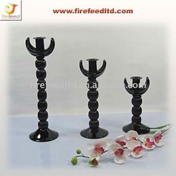 Black Horn-Shaped Hand made Glass Candle Holder