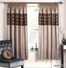 Window Lace Faux Silk Panel Curtains Coffee Gold For Shop Selling