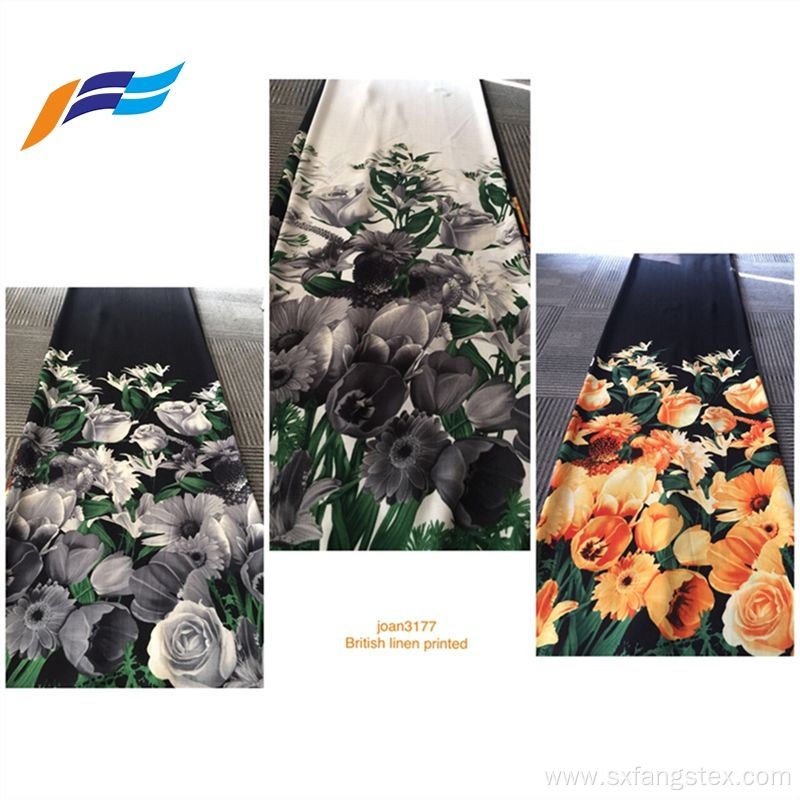 100% Polyester British Line Flower Printed Dress Fabric