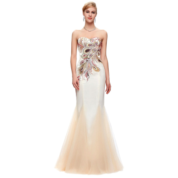 Chinese clothing manufacturers custom made women wear embroiderd maxi engagement evening dresses 2017