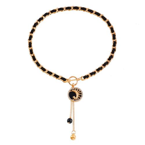 Fashion velvet choker necklace tiny tassel black necklace Star Charms Black Velvet Wrapped Gold Chain Choker & Tassel Necklace