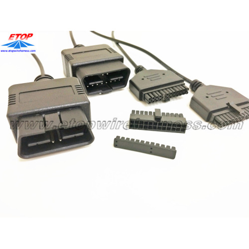 24V OBD2 กับขั้วต่อแบบ micro-fit ที่ทำเป็น overmolding