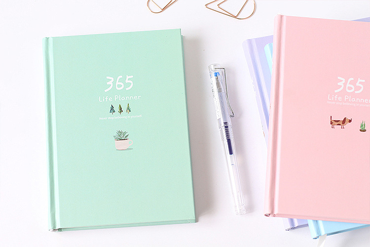 365 Planner Agenda Notebook Colorful Inner Page Illustration Yearly Daily Plan Journal Record Life Stationery Gifts