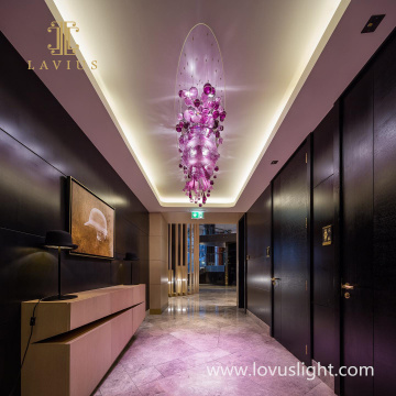 Large popular purple personality chandeliers Hotel corridor chandeliers Hall chandeliers custom coral shape chandeliers