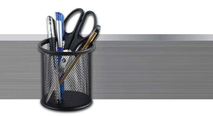 Comix Silver Black Durable Iron Mesh Round Pen Holder