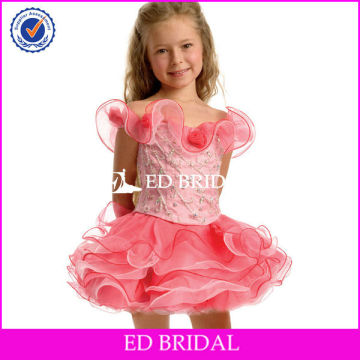 rsw0141 2013 New Style Cap Sleeve Pearl Pink Organza Mini Cheap Little Girl Pageant Dresses