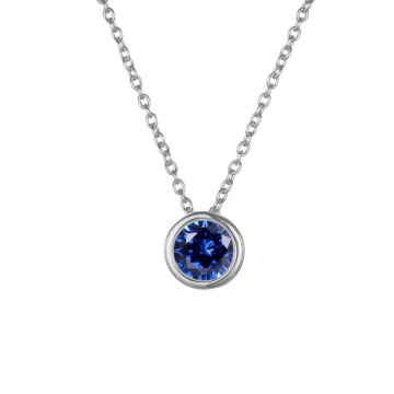 September Sapphire Birthstone Rhinestone Necklace Wholesale