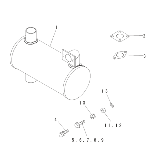 Komatsu Engine S4D87E-1-CH Muffler KT1G390-1211-0