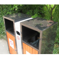 Cubo de basura de acero-madera al aire libre separado (C6600)