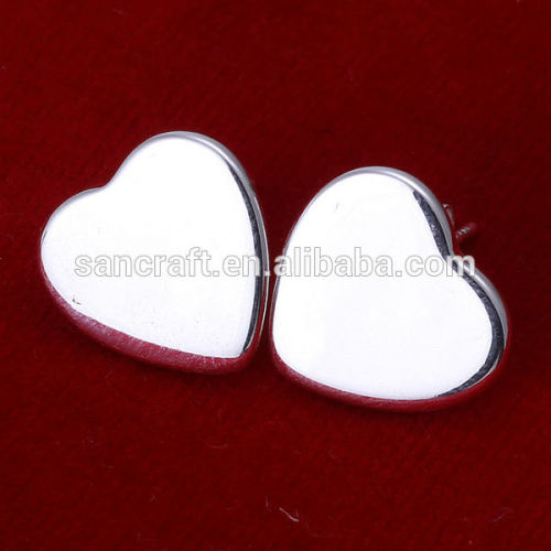 2014 NEW DESIGN WOMEN FASHION SILVER EARRING, ATTRACTIVE HEART STUD EARRINGS,NICE QUALITY CHEAP JEWELRY EARRINGS