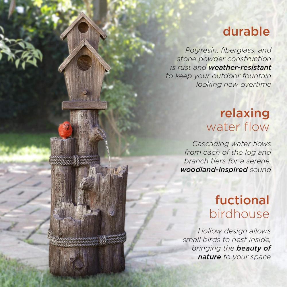 35 &quot;Tall Outdoor 3 Laag Birdhouse Water Fountain