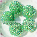 Perline di strass in resina verde AB 20 * 22MM per gioielli fai-da-te per bambini