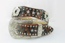 Factory Wholesale Scallop Western Rhinestone Concho Leather Belt