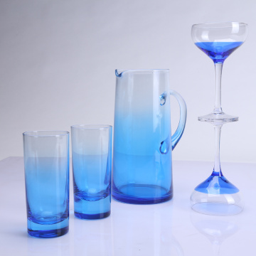 Blauwe kleur drinkglazen set